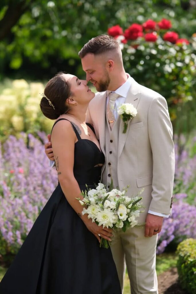 a happy wedding couple