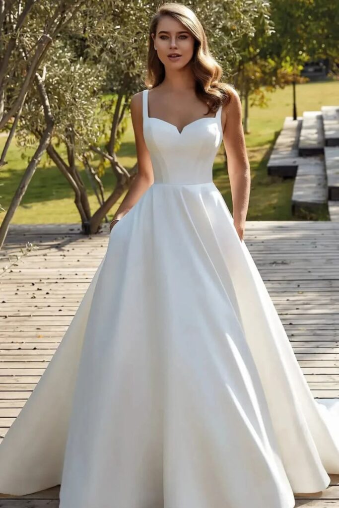 A-Line Satin Wedding Dress