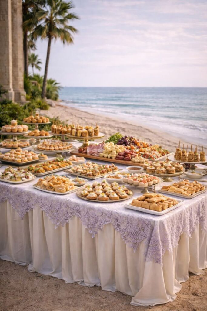 A Simple Dessert Table in a Beach Wedding