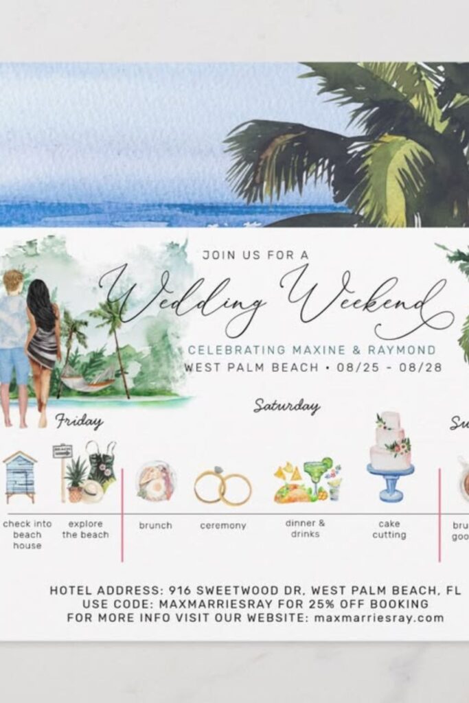 A Warm Invitation Card showing the wedding destination
