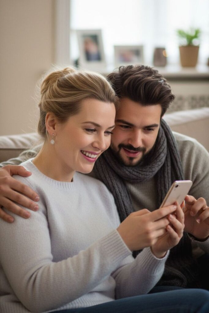 A couple with their phone