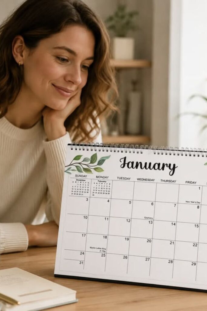 A lady with a calendar