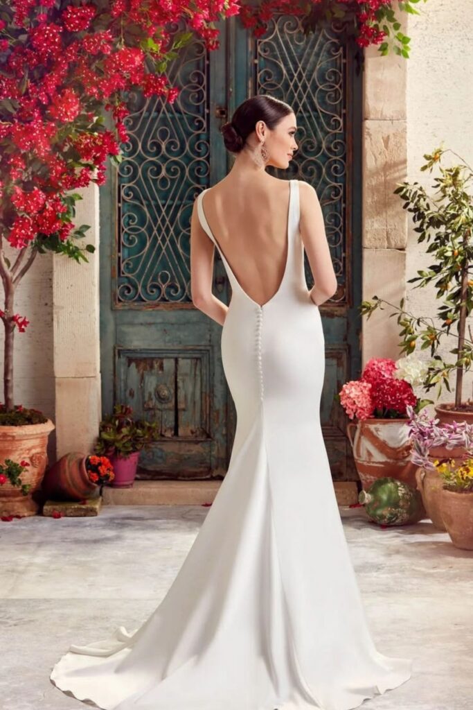 Backless Crepe Wedding Dress