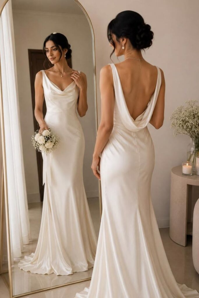 Backless Silk Wedding Dress