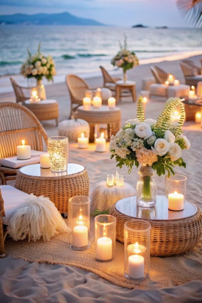 Coastal Welcome Table in a Beach Wedding