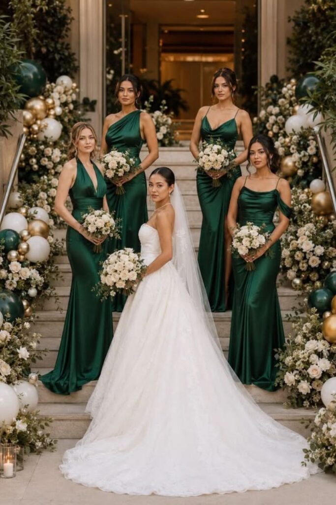 Emerald Green, White, And Gold 
