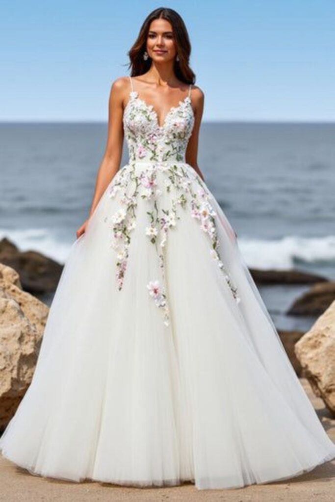 Floral Appliqué Wedding Gown