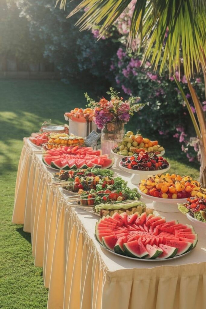 Fruit As Table Dรฉcor in a beach wedding