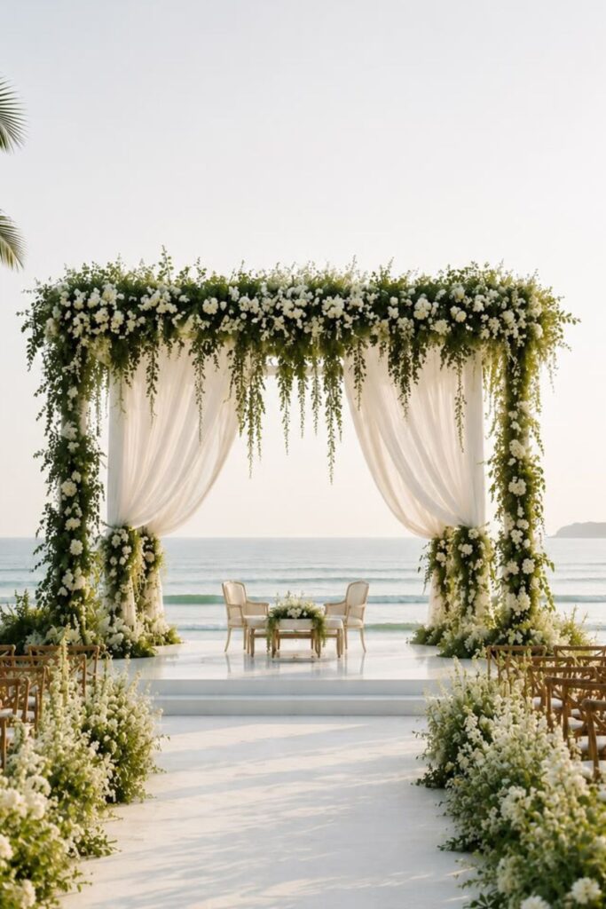 Green And White Coastal Wedding