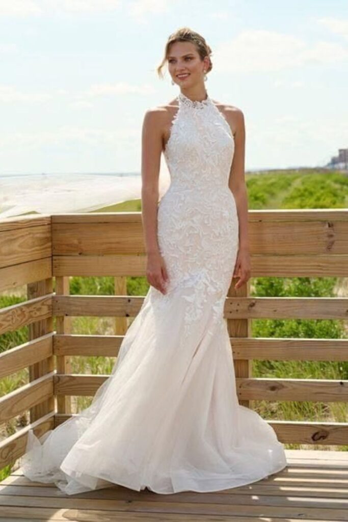 High-Neck Lace Wedding Dress