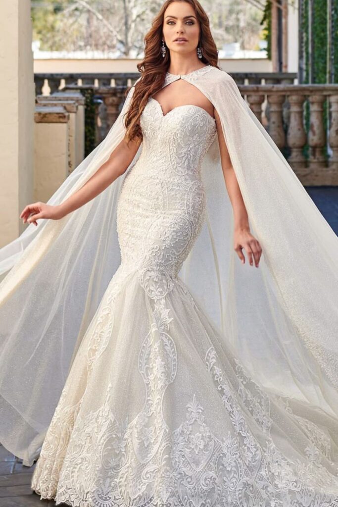 Lace Wedding Dress With A Capelet