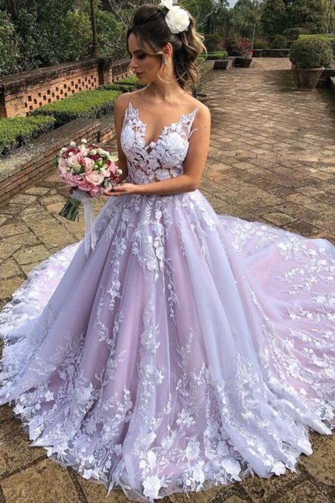 Lace Wedding Dress With A Colored Lining