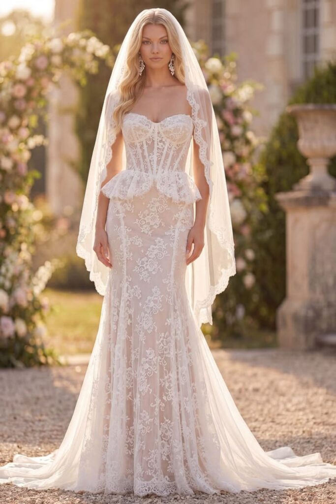 Lace Wedding Dress With A Detachable Skirt