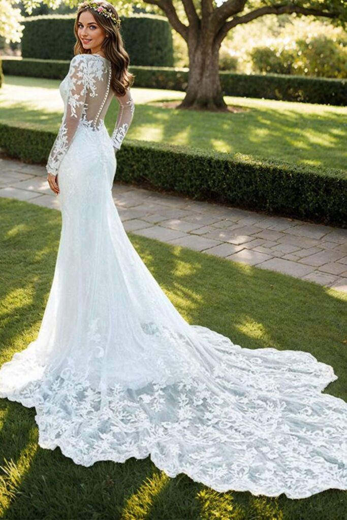 Lace Wedding Dress With A Long Train