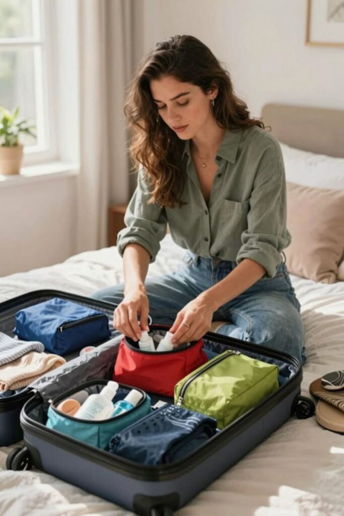 Laundry Bag And Packing Organizers in a traveling bag