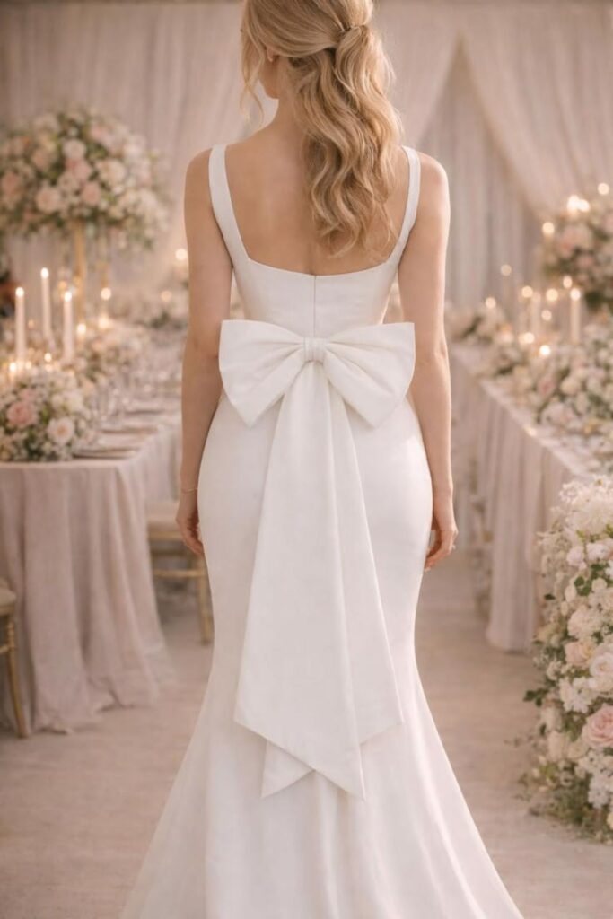 Minimalist Wedding Dress With A Bow