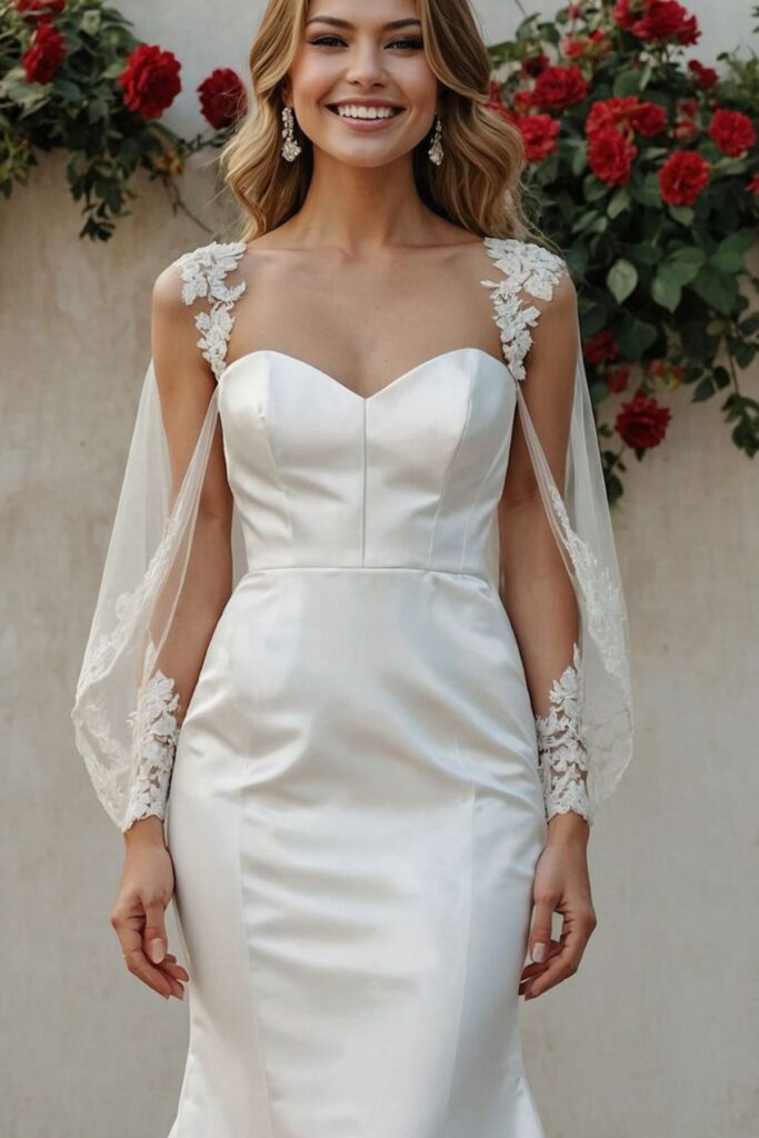 Minimalist Wedding Dress With Detachable Sleeves