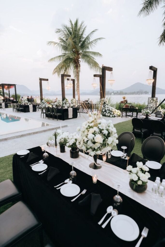 Modern Black And White Beach Wedding