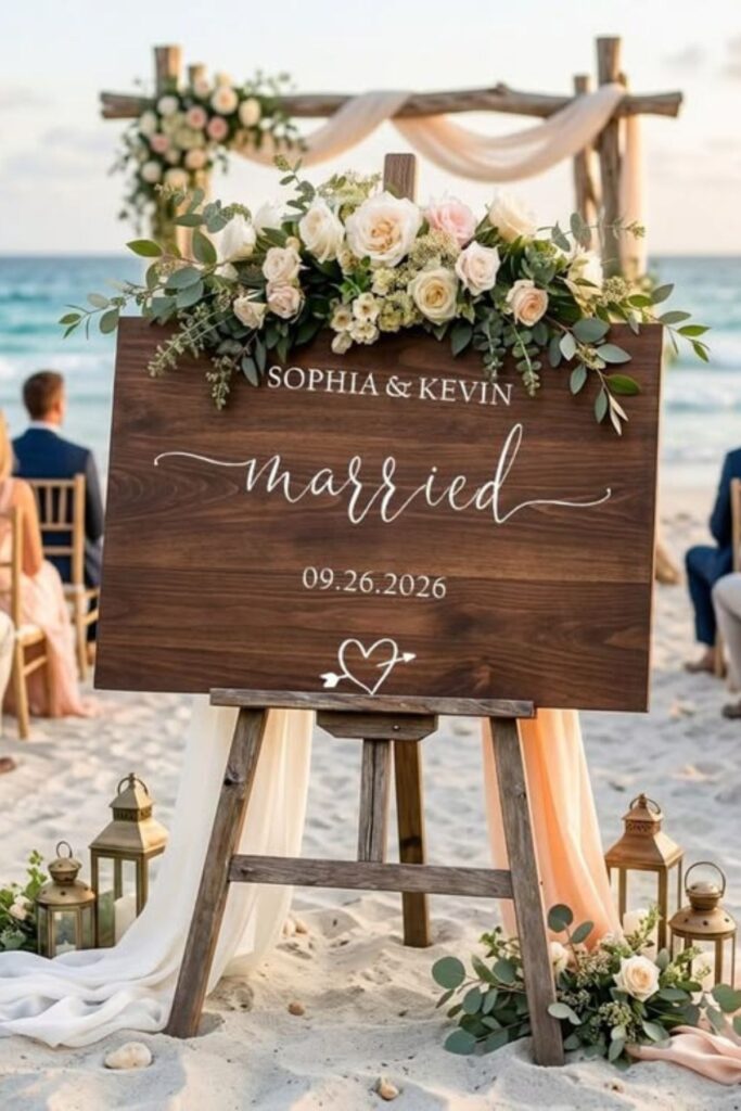 Natural Wood Welcome Sign Wedding Decor