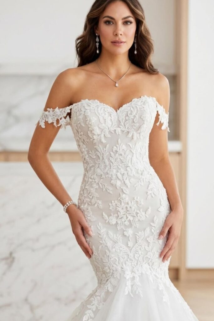 Off-Shoulder Lace Wedding Dress