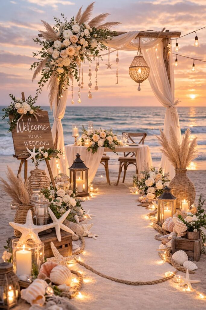 Pampas Grass For A Soft Coastal Look in a Beach Wedding