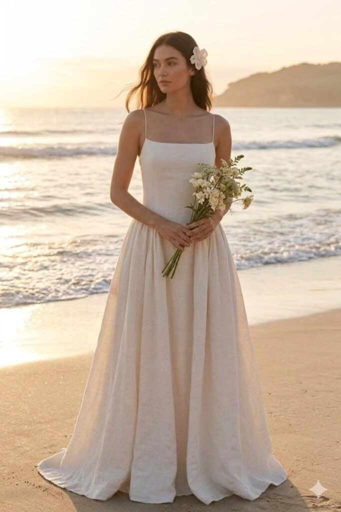 Rustic Linen Wedding Dress