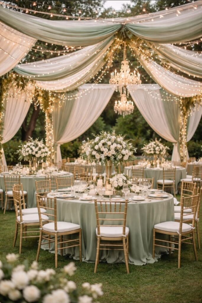 Sage Green, Ivory, And Beige Wedding Color Combination
