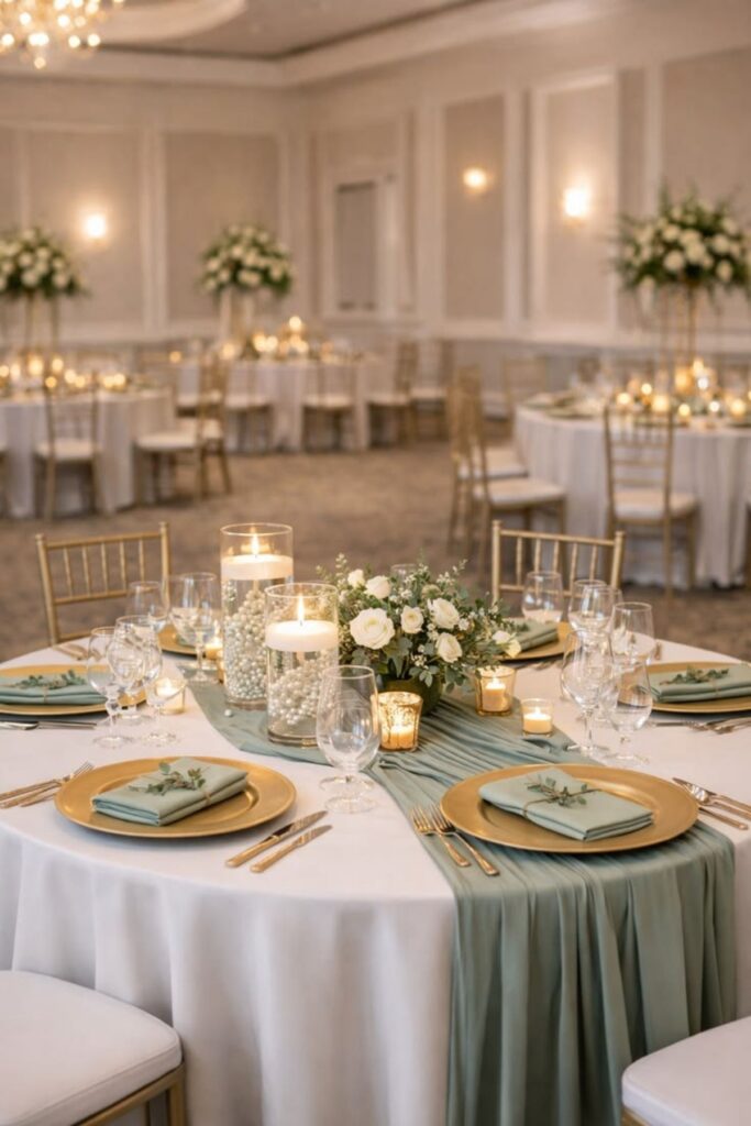 Sea Glass Green, Ivory, And Soft Blue 