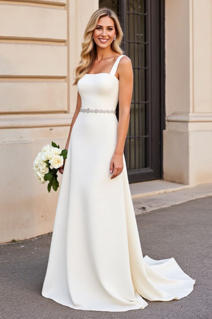 Simple Square-Back Wedding Dress