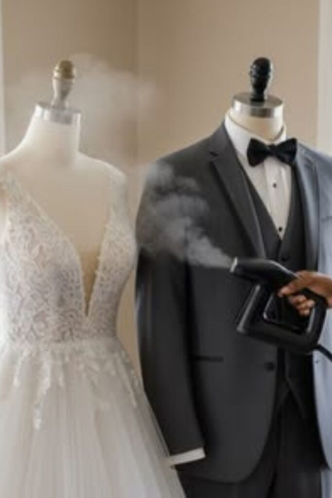 Steaming And Pressing Wedding Attire