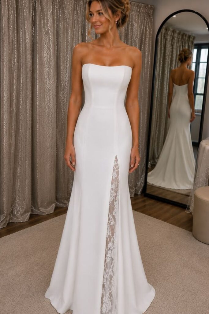Strapless Column wedding Gown