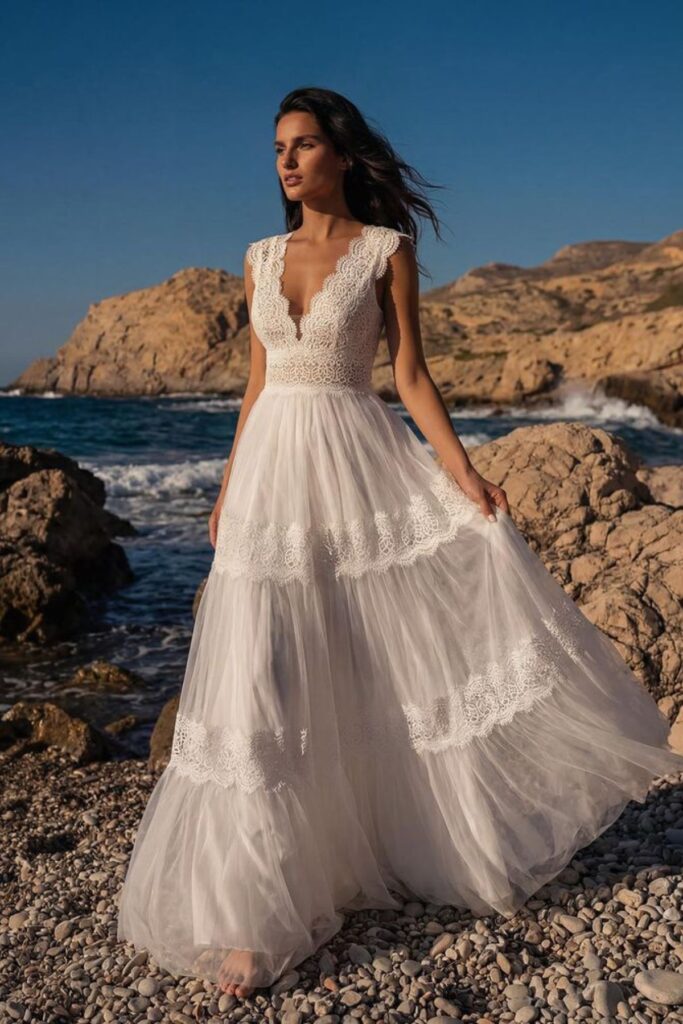 Tiered Boho Wedding Dress