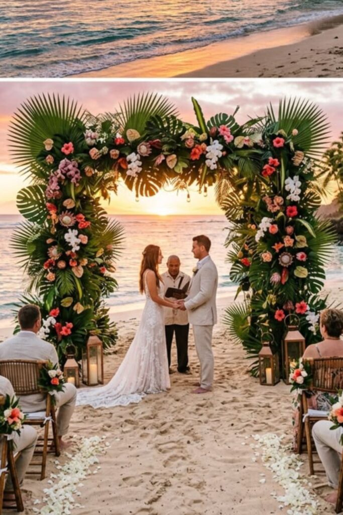 Tropical Sunset Beach Wedding