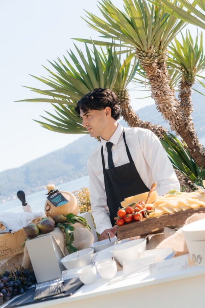 a caterer at a beach wedding