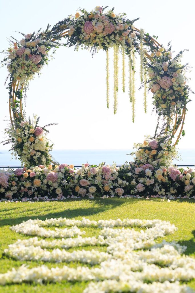 a circular floral arch