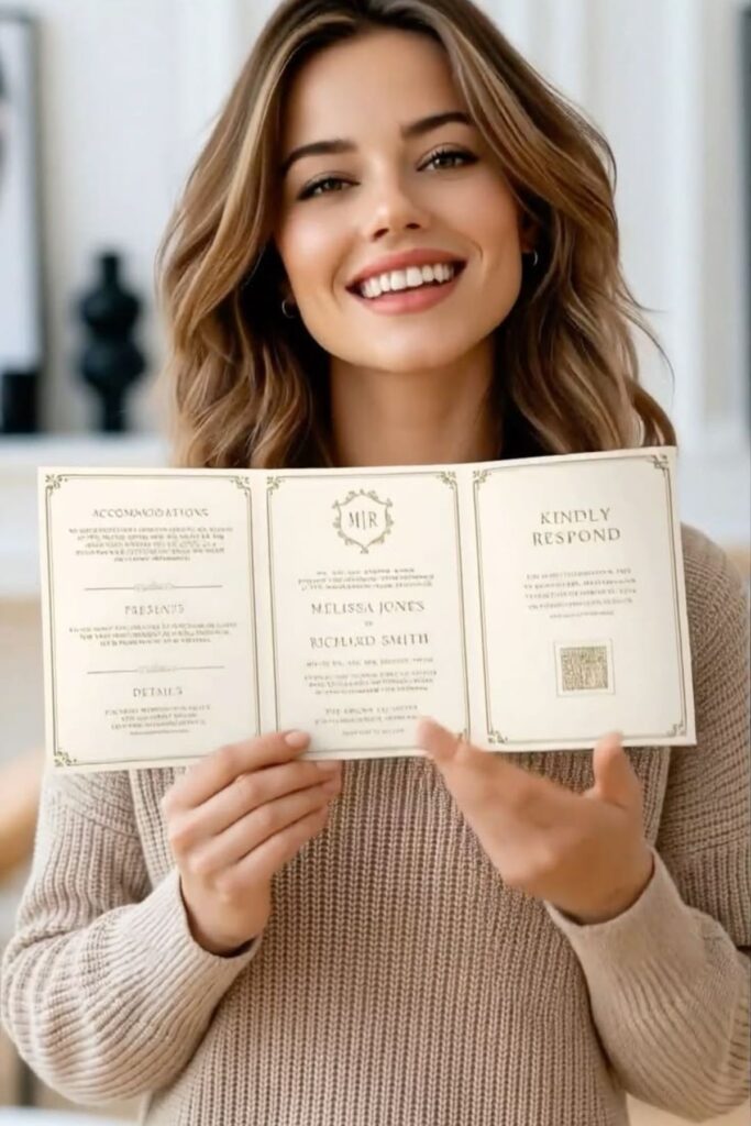 a lady sharing wedding invitation