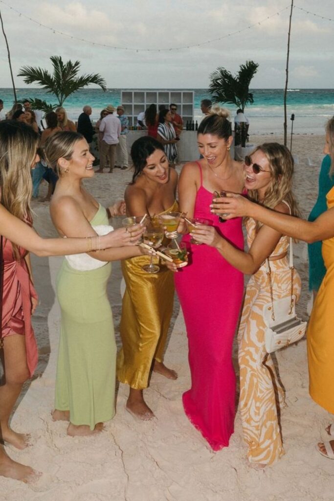 beach wedding guests