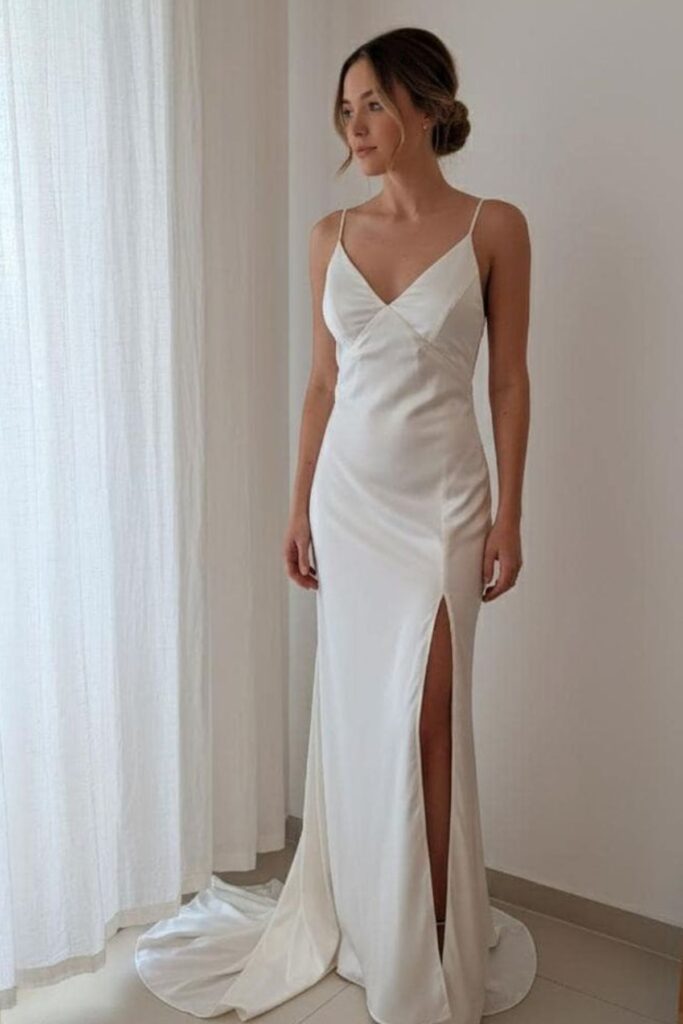 classic Satin Slip wedding dress