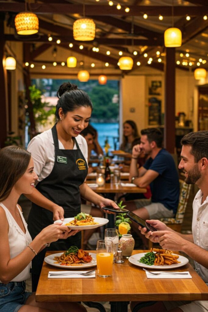 people eating out