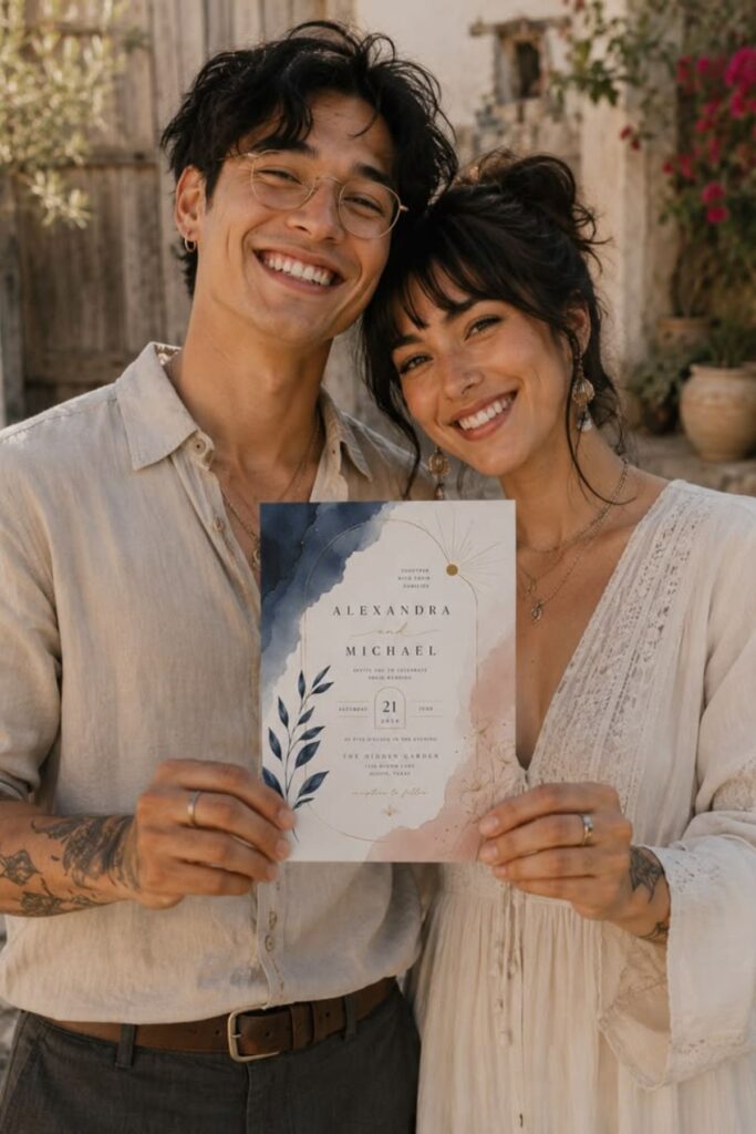 people sharing wedding invite