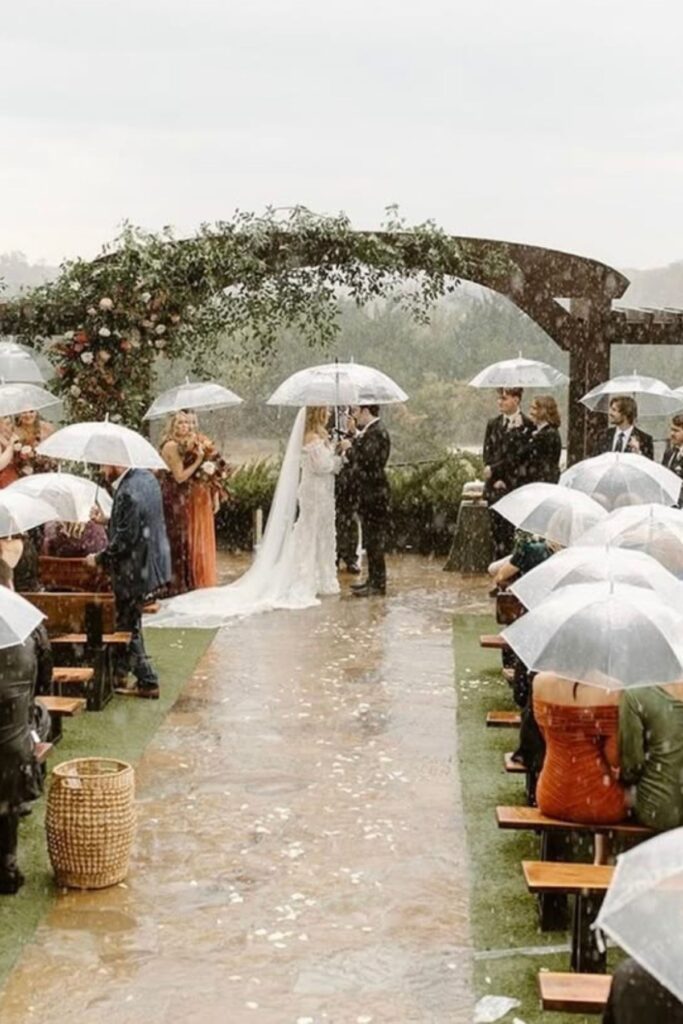 rain in a wedding venue