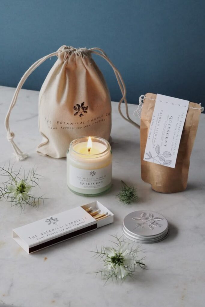 wedding welcome bag containing Local Candle