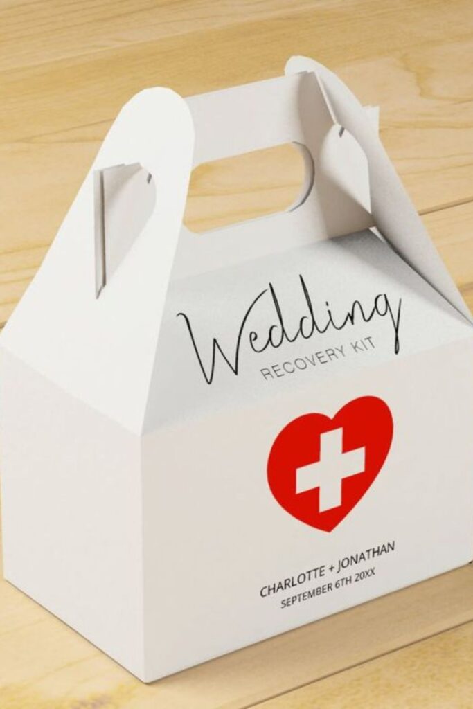 wedding welcome bag containing Mini First-Aid Kit