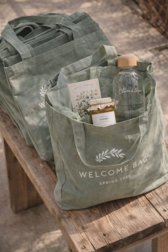 wedding welcome bag containing Mini Sewing And Stain Removal Kit