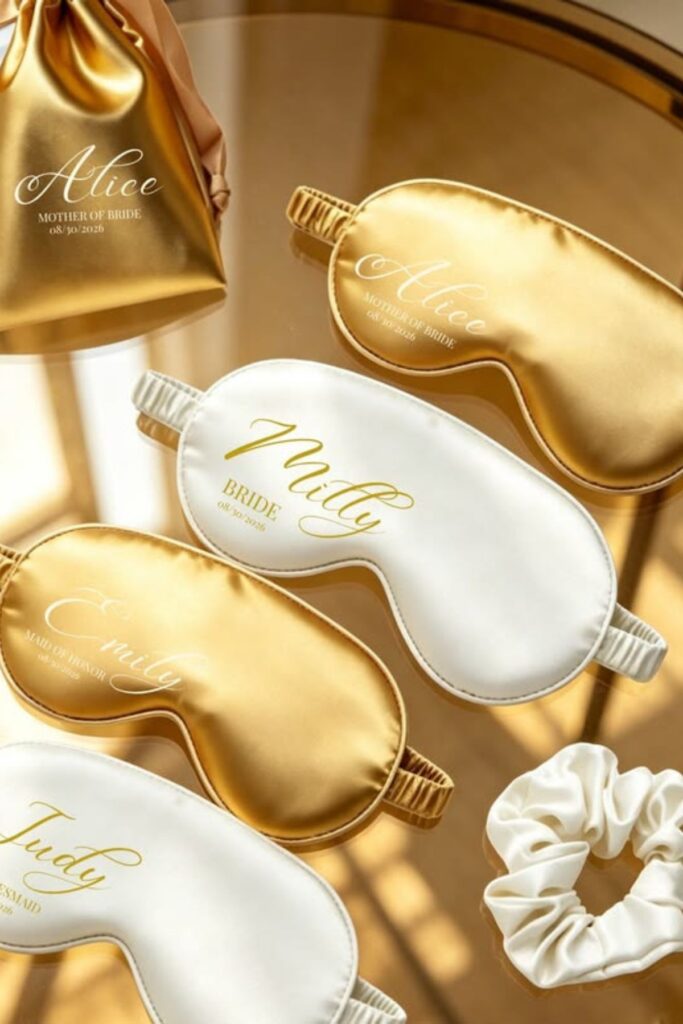 wedding welcome bag containing Sleep Mask