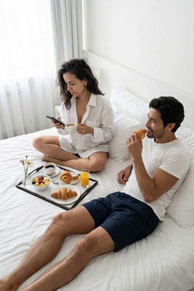 a couple in a hotel 