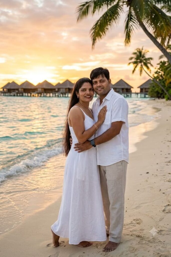 a couple in a resort