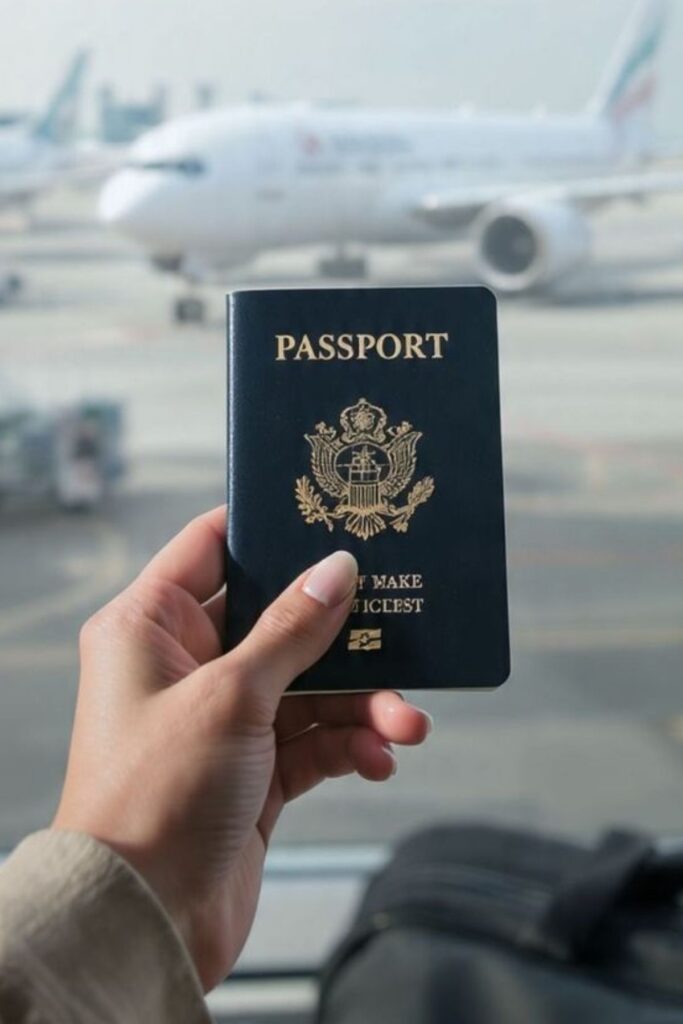 someone holding a passport