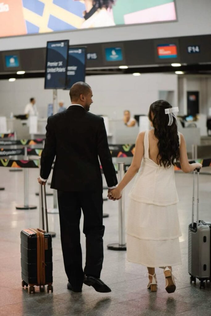 Couple going to their venue, the final step of a destination wedding planning checklist.