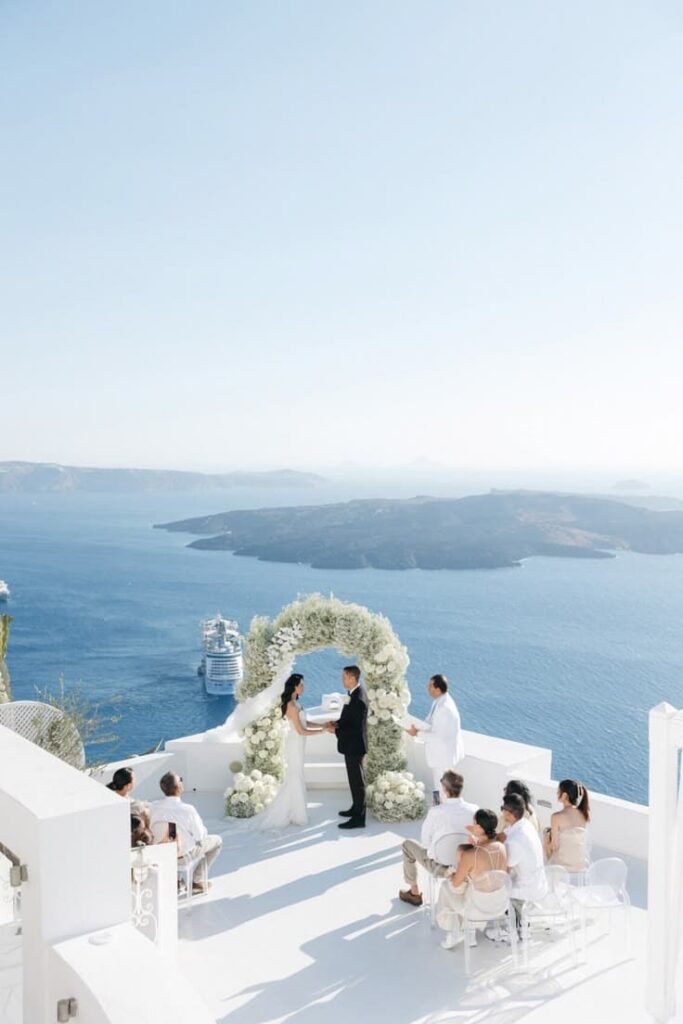 Santorini Greece destination wedding location with caldera view